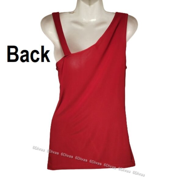 RED Sleeveless Stretchy Top With One Shoulder Strap Size M Size L - Picture 4 of 10